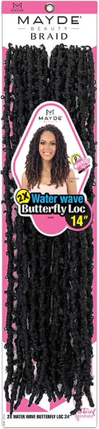 Mayde Beauty Crochet Braid 2X Water Wave Butterfly Loc 14"