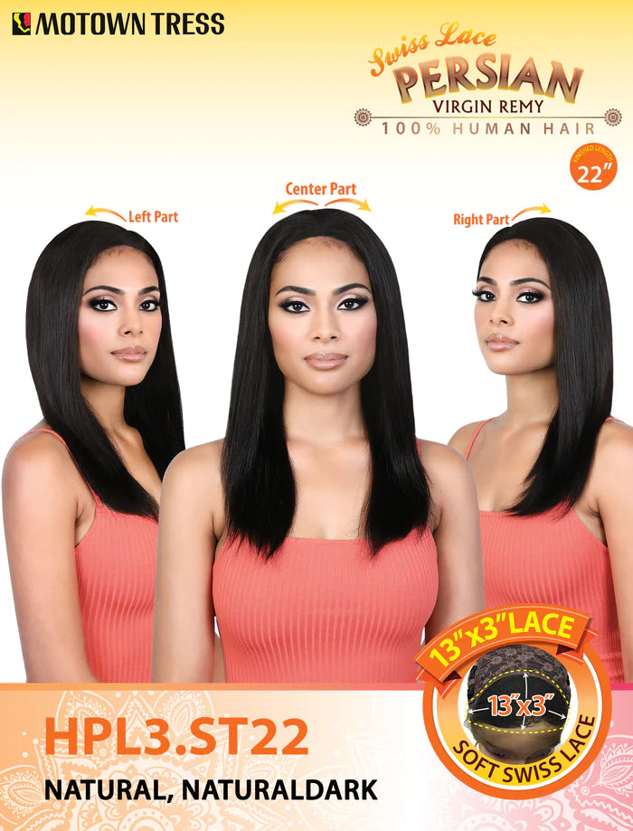 Motown Tress 100% Persian Virgin Remy 13″ x 3″ Swiss Lace Wig 22"