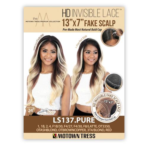 Motown Tress HD Lace Front Wig 13X7 Invisible Lace Fake Scalp LS137.Pure