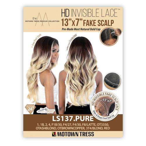 Motown Tress HD Lace Front Wig 13X7 Invisible Lace Fake Scalp LS137.Pure