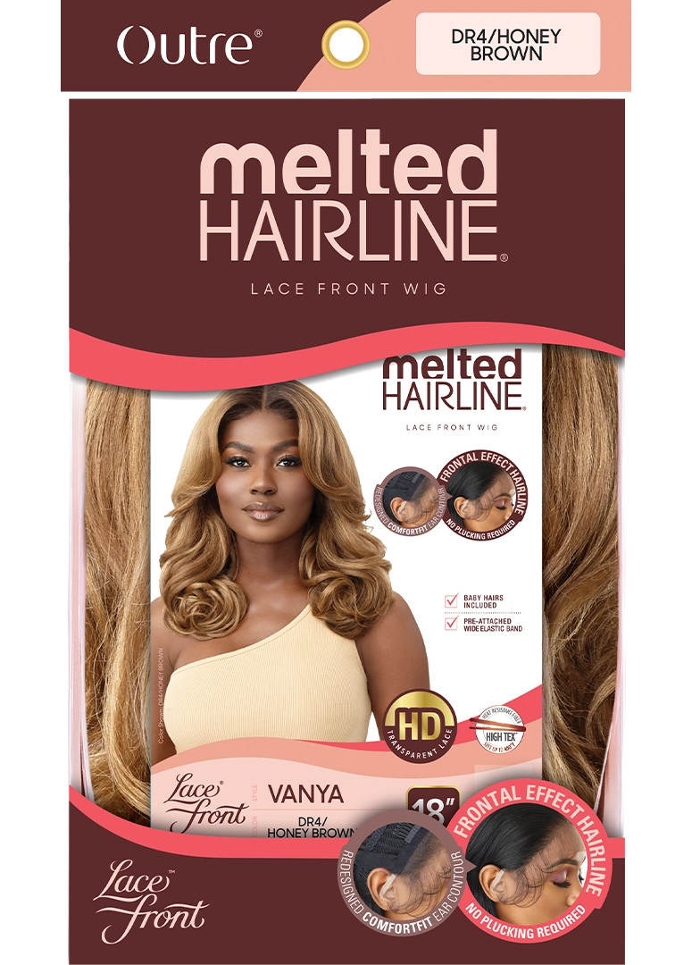 Outre Melted Hairline Synthetic HD Lace Front Wig Vanya color DR4 HONEY BROWN PACKAGE