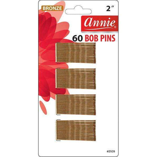 Annie Bobby Pins Crimped 2" 60ct -Bronze