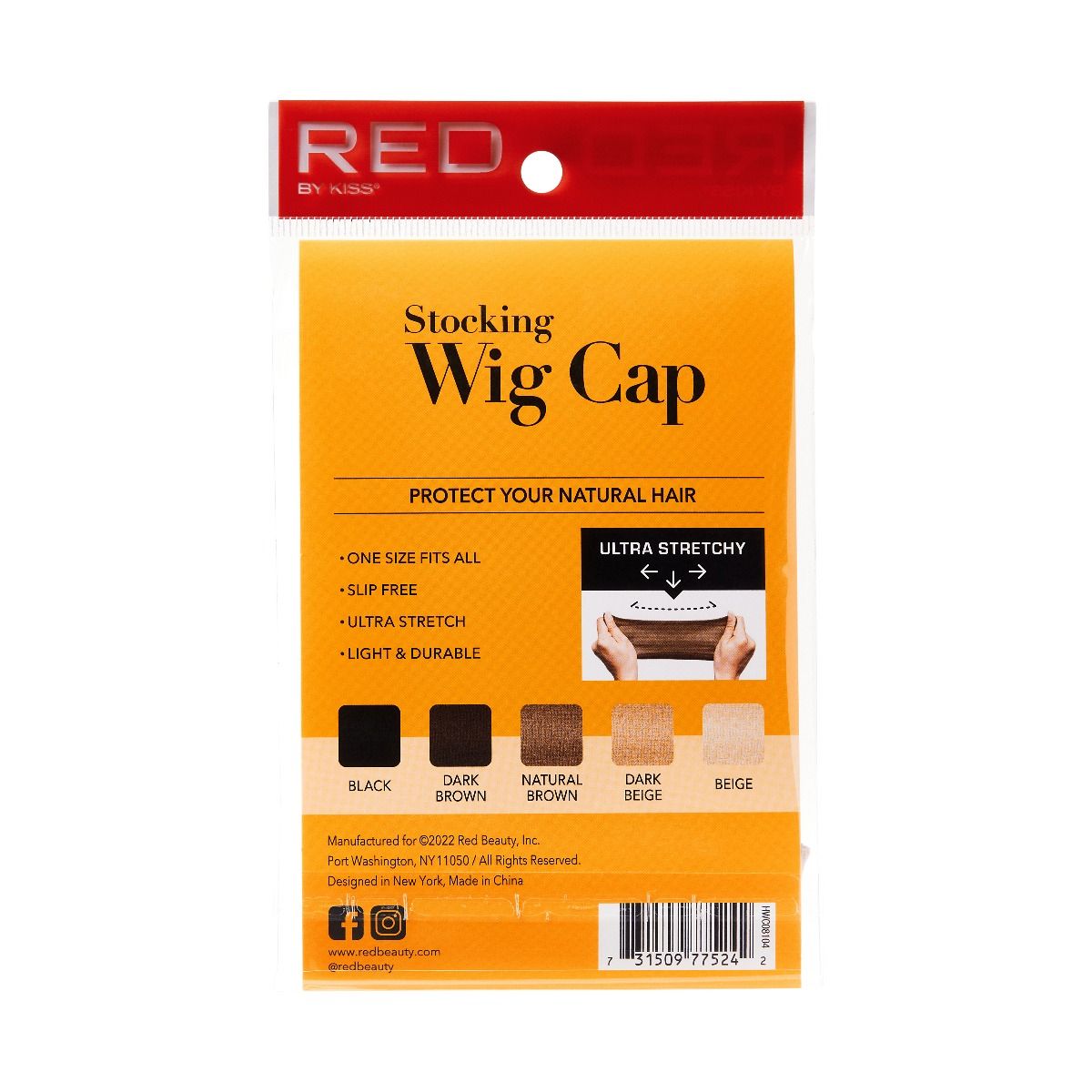 Red by Kiss Stocking Wig Cap One Size Natural Brown (2PCS) -HWC08