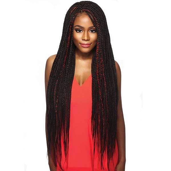 model wearing Outre Synthetic Ultra Braids X-Pression Kanekalon 3X Pre Stretched Braid 52"